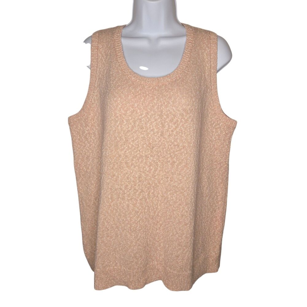 J.Jill Soft Cotton Blend Textured Marled Sweater Vest Top Large Open Knit